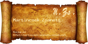 Martincsek Zsanett névjegykártya